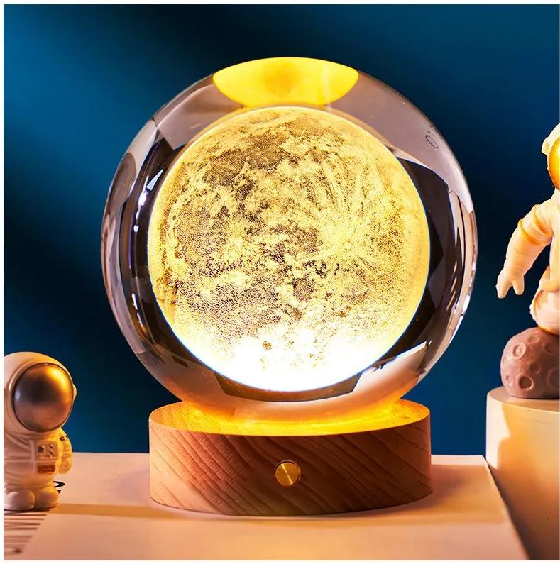 Lampara Luna Llena 3D Flotante