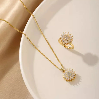 Set de Collar y Anillo de Sol Giratorio